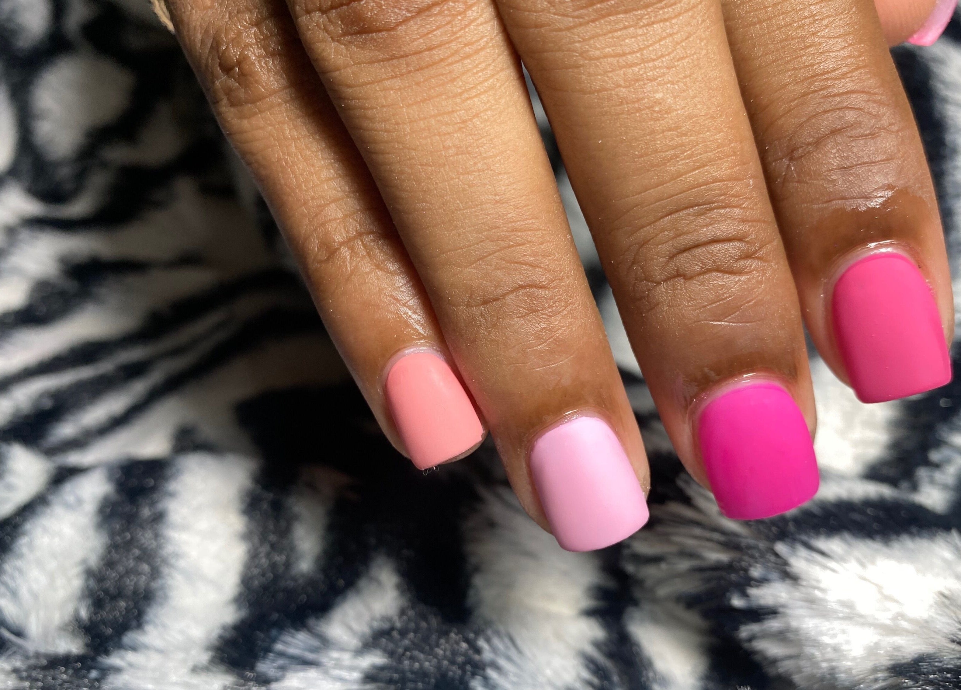 Vibrant pink and peach nail art at Tiff’s Creations, Bridgetown, Saint Michael, BB.