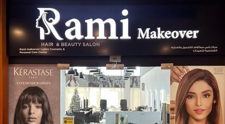 Front view of Rami Makeover Hair and Beauty Salon at DIFC, Dubai, AE, showcasing stylish interior and signage.