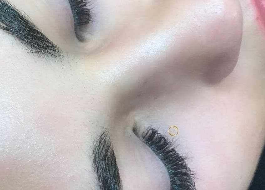 Close-up of eyelash extensions at MyLash Canada, Oakville, Ontario, CA, showcasing precision beauty services.