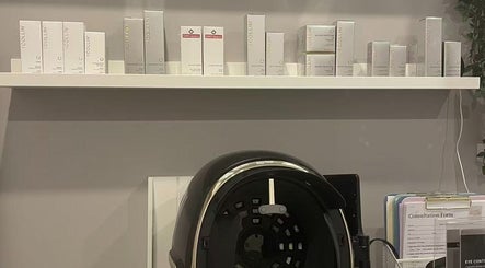 Shelf with skincare products at Beauty La para laser & skincare, Hammonds Plains, Nova Scotia, CA.