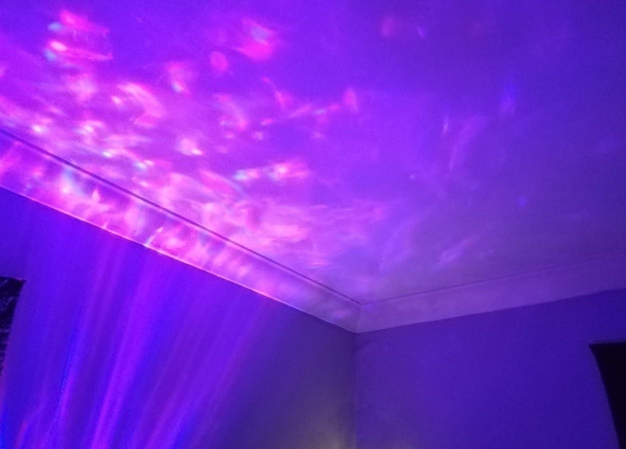 Violet Moon venue with calming purple lights illuminating the ceiling in Westcroft, England, GB.