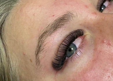 Close-up of eyelash extensions from Lashes by AA in Alton, England, GB, showcasing detailed lash work.