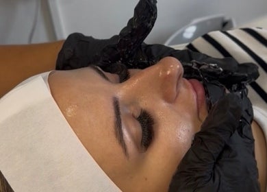 Client receiving a professional lash treatment at Lashes by x AA in Alton, England, GB.
