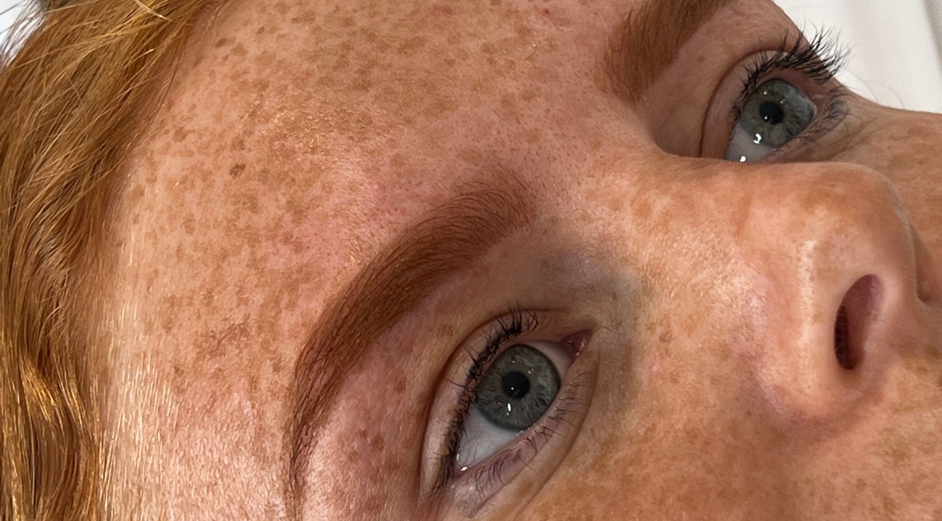 Close-up of beautifully shaped eyebrows at Brow Honey, Darlington, England, GB.