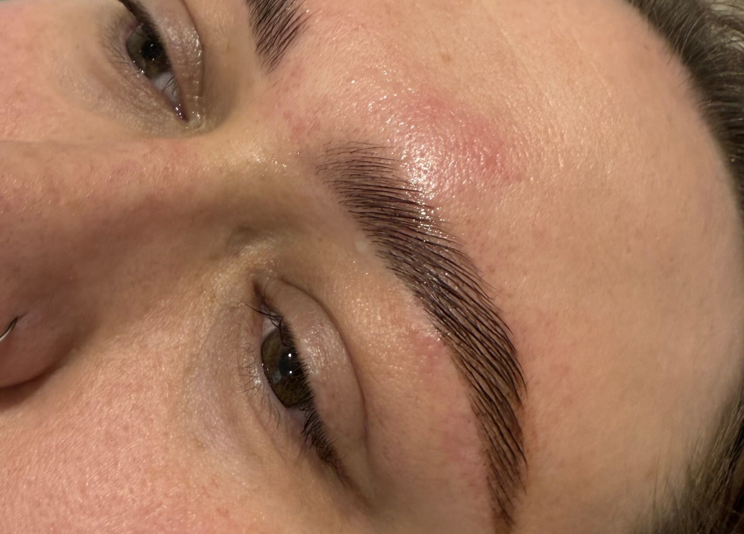 Close-up of expertly shaped eyebrow at Brow Honey, Darlington, England, GB.