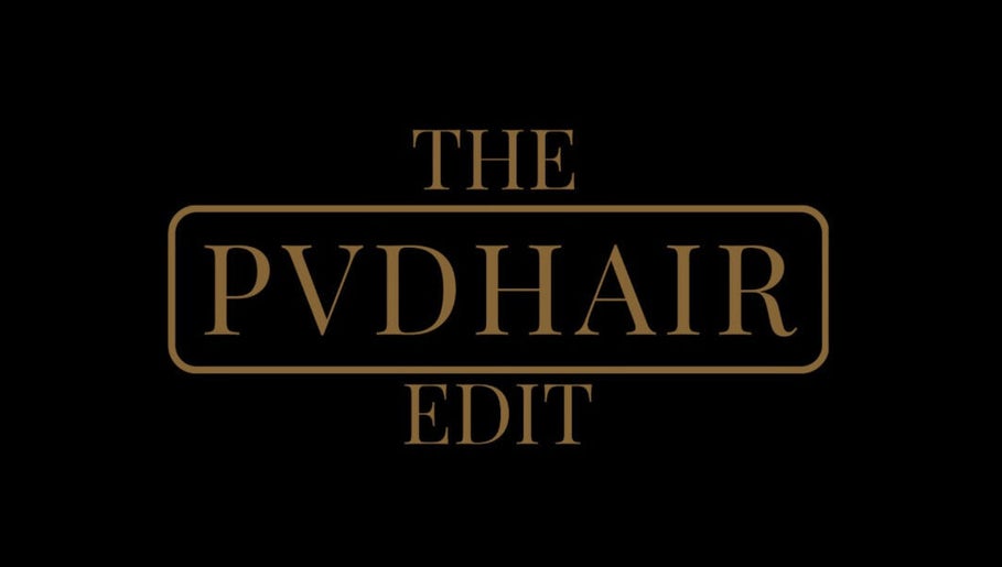 The PVD Hair Edit logo displayed in Providence, Rhode Island, US. Chic typography on a black background.