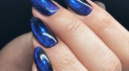 Elegant blue glitter nails at SaHaR(Castle hill), Castle Hill, New South Wales, AU.