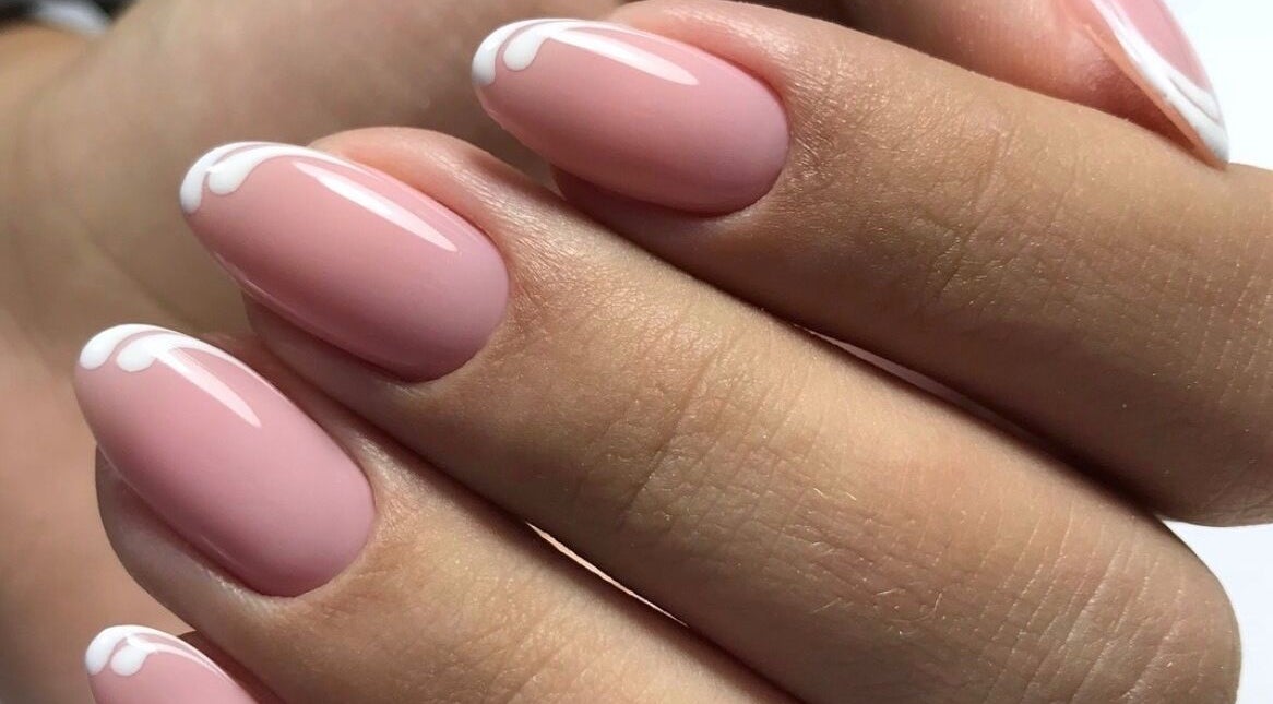 Close-up of elegant pink and white nail art at SaHaR(Pyrmont), Ultimo, New South Wales, AU.