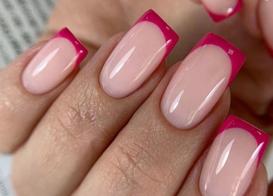 Close-up of pink French manicure at SaHaR(Pyrmont), Ultimo, New South Wales, AU.