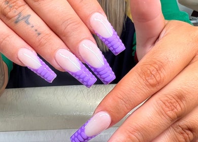 Stylish lilac nail art at BLANC Nail Spa Beauty, Wexford, County Wexford, IE, showcasing expert design.