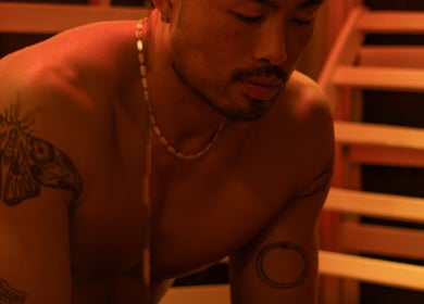 Relaxing sauna session at Studio Sweat, located in Auckland, NZ, offering premium wellness experiences.