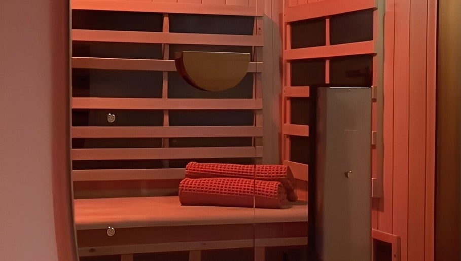Luxurious infrared sauna at Studio Sweat, Auckland, NZ, offering relaxation and rejuvenation.