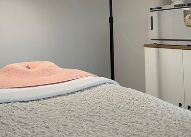 Relaxing treatment room with soft blanket at Pure Bliss Skin Body and Beauty, Kinross, Western Australia, AU.