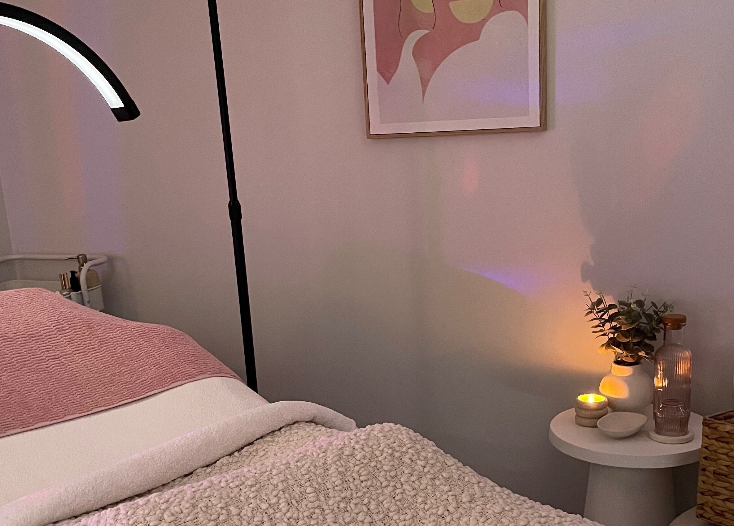 Calming treatment room at Pure Bliss Skin Body And Beauty, Kinross, Western Australia, AU.