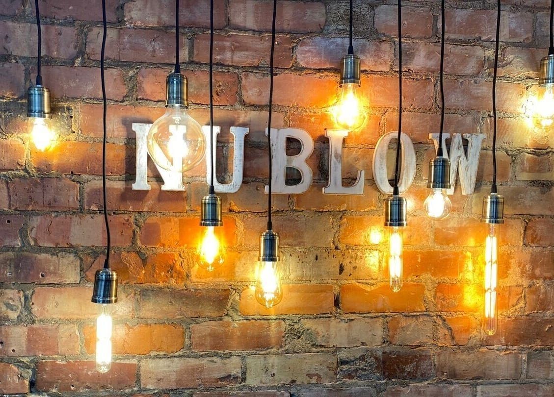 Vintage light bulbs at Nublow Ltd, Thornton-cleveleys, England, GB, creating a warm, rustic ambiance.