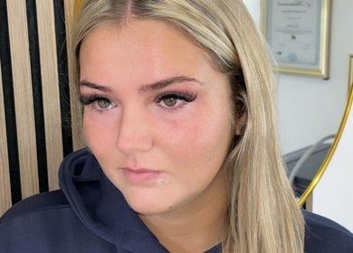 Close-up of a woman's elegant makeup at Glow Beauty & Aesthetics, Timperley, England, GB.