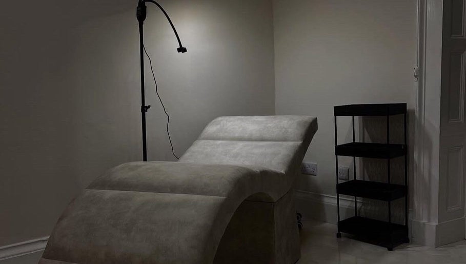 Cozy treatment chair and shelving in Faces by Flo, Aberdeen, Scotland, GB beauty room.