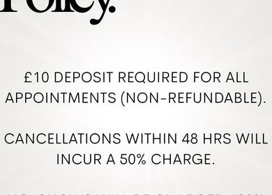 Booking policy details at Faces by Flo, Aberdeen, Scotland, GB with deposit and cancellation info.