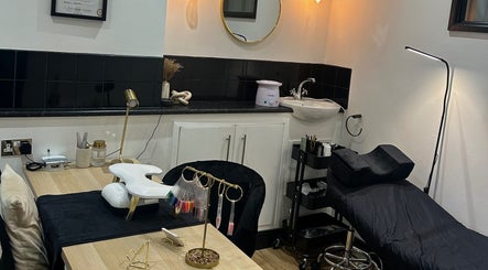 TBM Studio in Bolton, England offers a chic beauty station with modern design and tools.