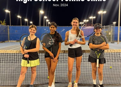 Students enjoying a nighttime tennis session at Racket & Paddle Club, Gilbert, Arizona, US.