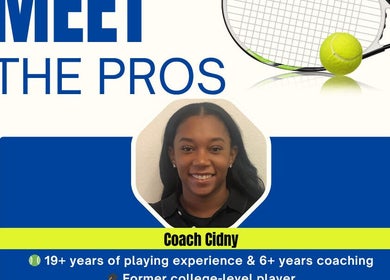 Meet the Pros event poster at Racket & Paddle Club, Gilbert, Arizona, featuring expert tennis coach.