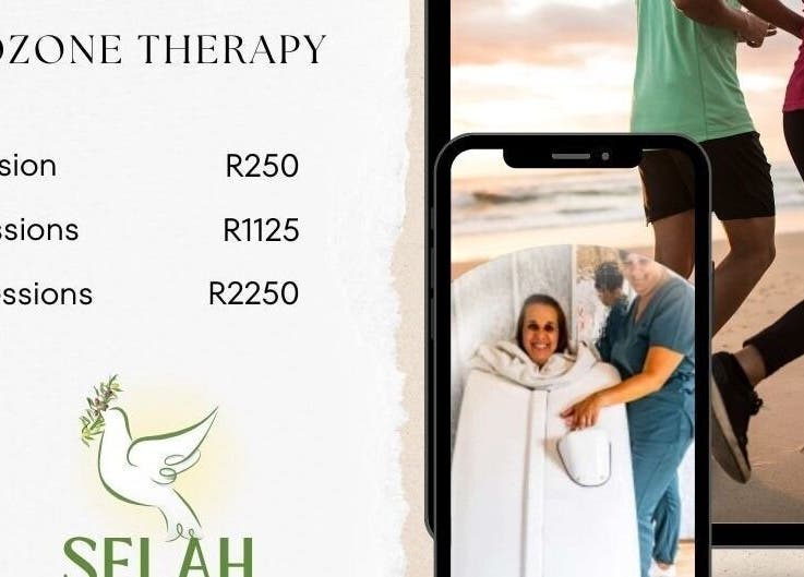 Ozone therapy sessions at Selah Healing Hub, Cape Town, Western Cape, ZA. Pricing details showcased.