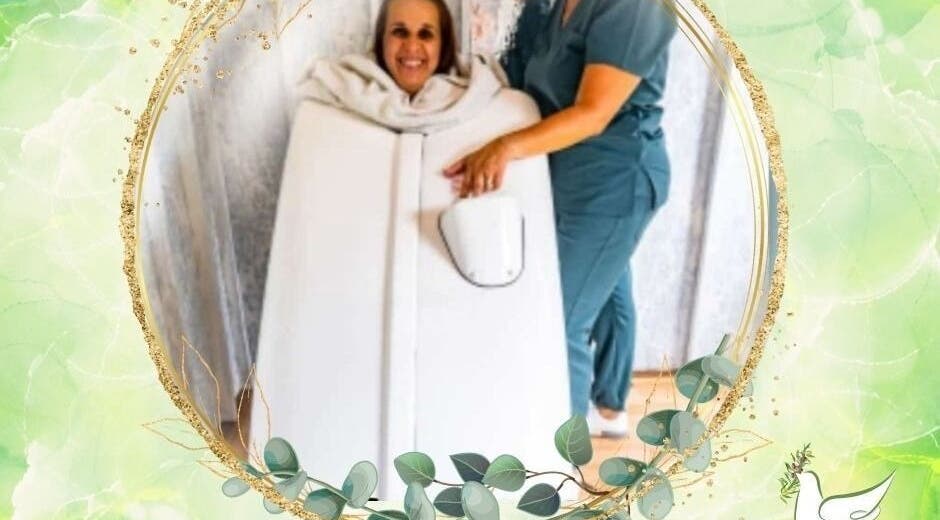 Client enjoying a relaxing spa capsule at Selah Healing Hub, Cape Town, Western Cape, ZA.
