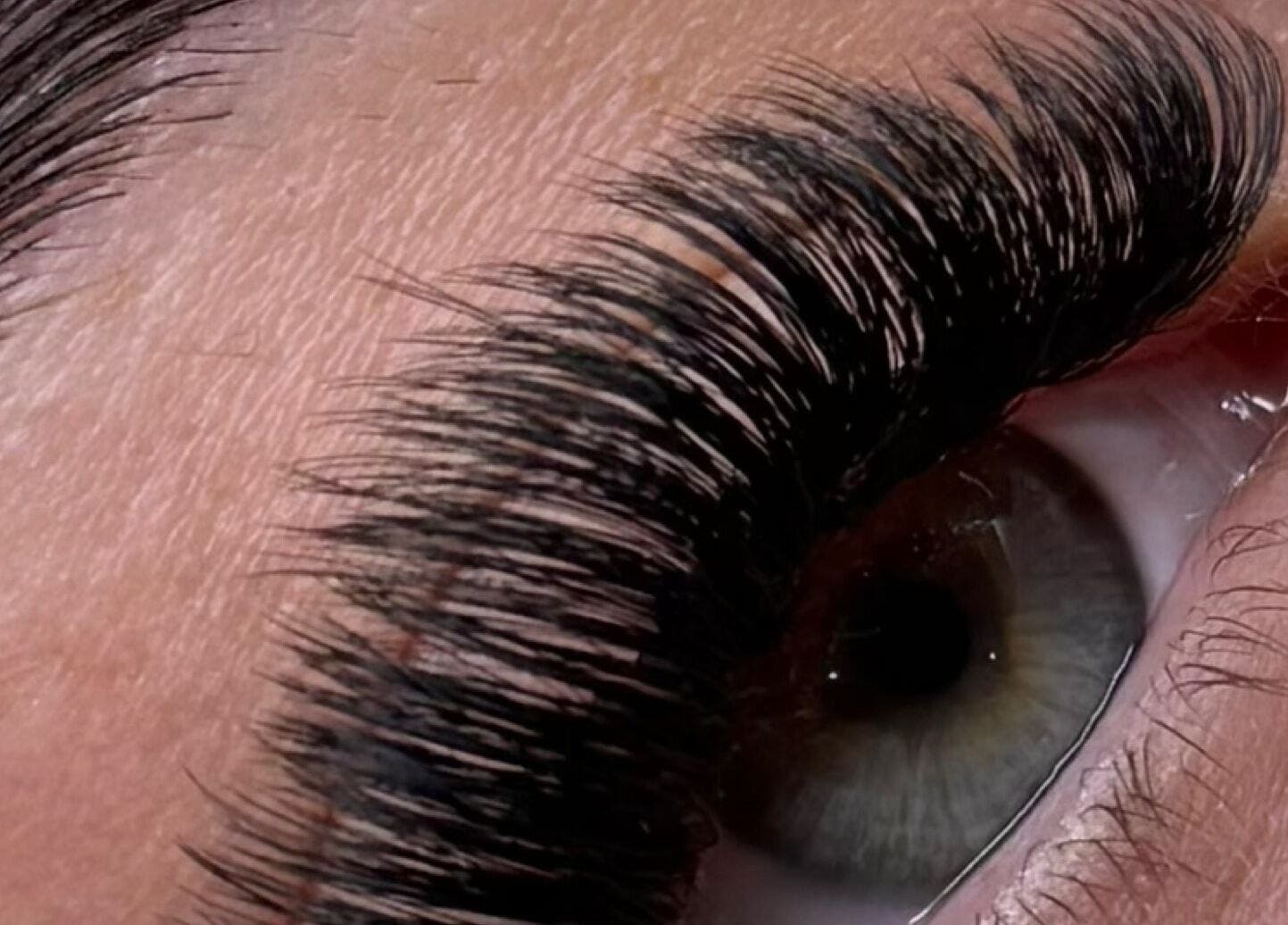 Close-up of eyelash extension at Kirsty’s Beauty Therapy in Tamworth, England, GB.
