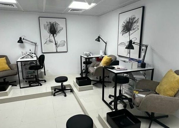 Chic, modern treatment room with stylish chairs at Get Lashed Beauty Lounge, Abu Dhabi, Abu Dhabi, AE.