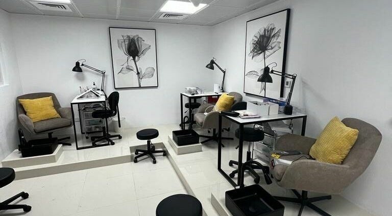 Chic, modern treatment room with stylish chairs at Get Lashed Beauty Lounge, Abu Dhabi, Abu Dhabi, AE.