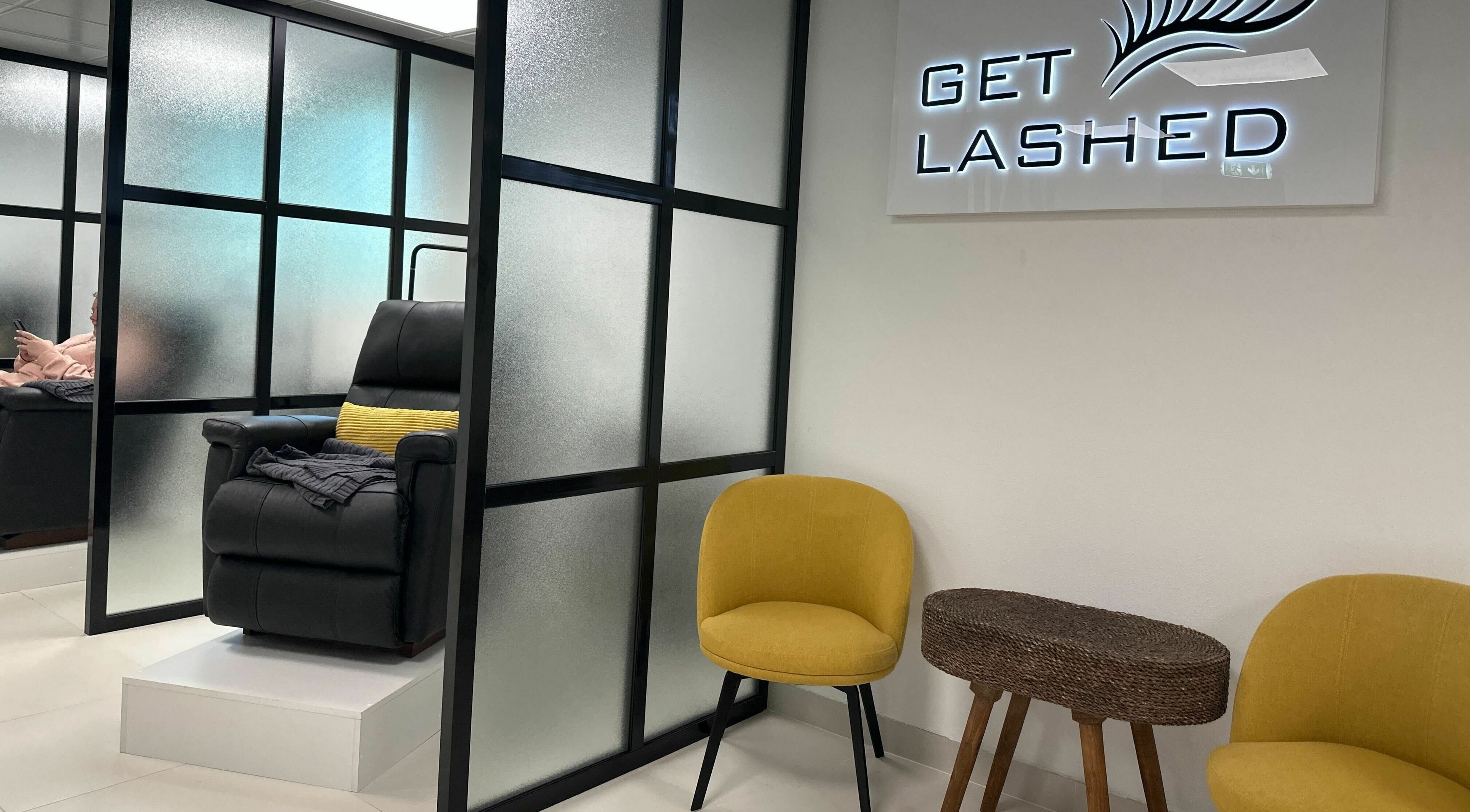 Luxurious seating at Get Lashed Beauty Lounge, Abu Dhabi. Experience elegance and comfort in Abu Dhabi, AE.