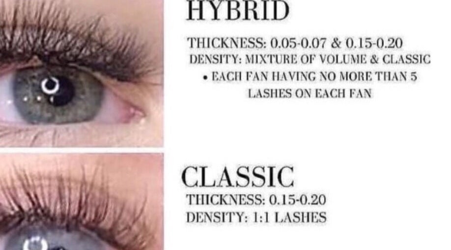 Comparison of hybrid and classic lash styles at Sint Niklaas, Sint-niklaas, Vlaams Gewest, BE.