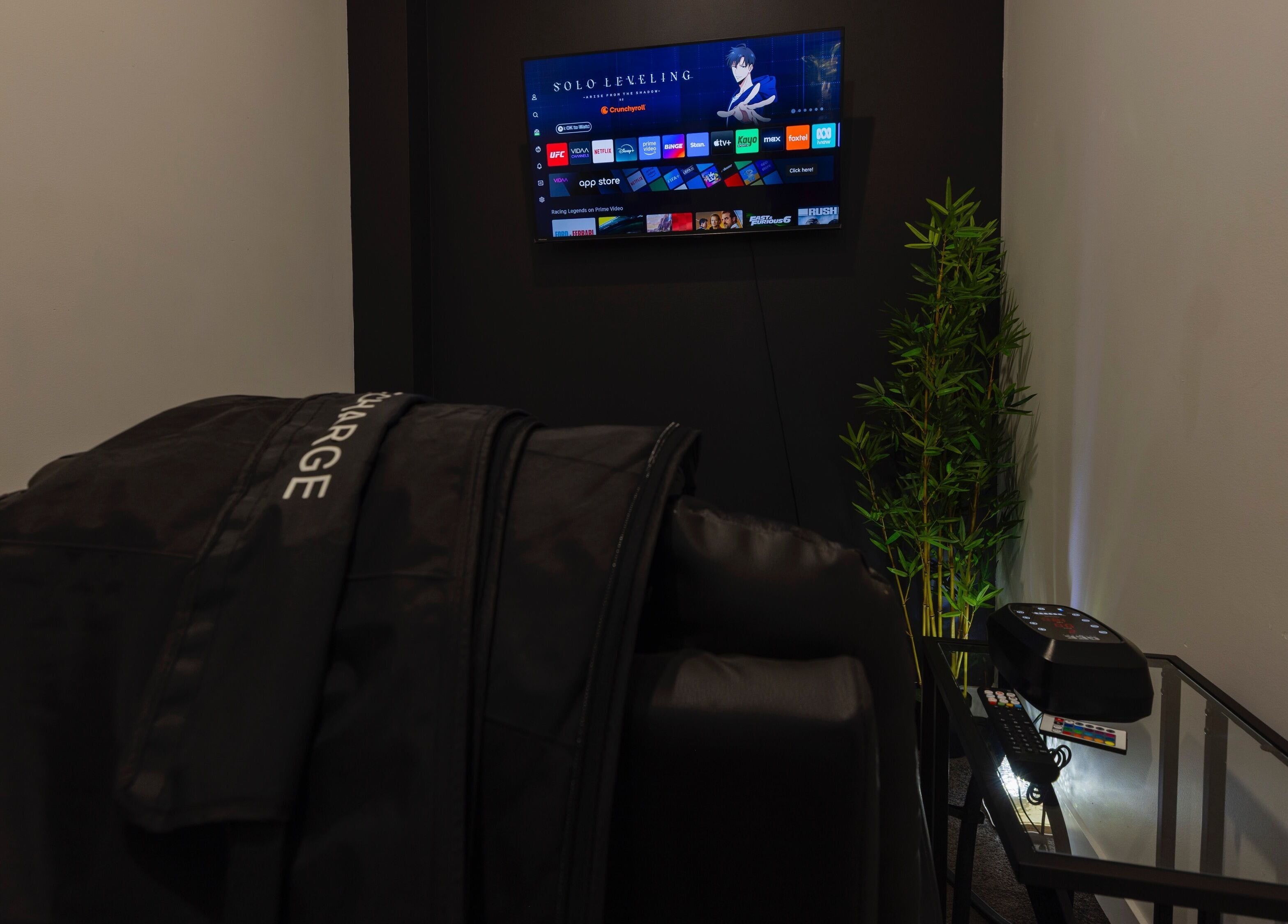 Relaxation suite at My Recovery Lounge, Port Melbourne Beach, Victoria, AU, featuring a comfortable, modern setting.