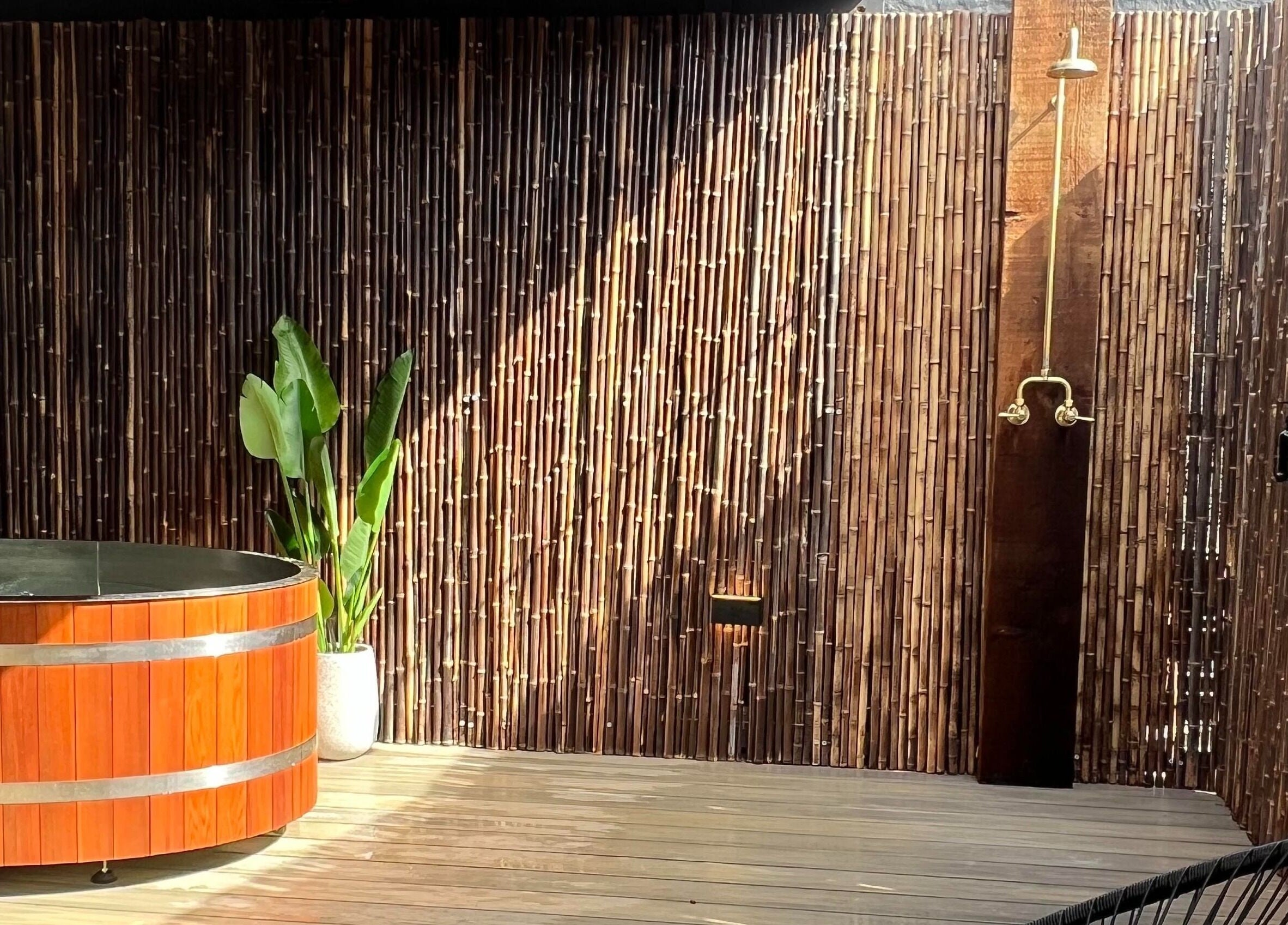 Elegant bamboo bath area at My Recovery Lounge in Port Melbourne Beach, Victoria, AU offering pure relaxation.