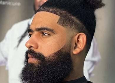Close-up of a stylish beard trim at Georgekutz Hair Studio, Seeb, Muscat Governorate, OM.