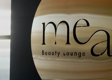 Elegant Mea Beauty Lounge sign at Jumeirah Golf Estates, Dubai, Dubai, AE, welcoming visitors.