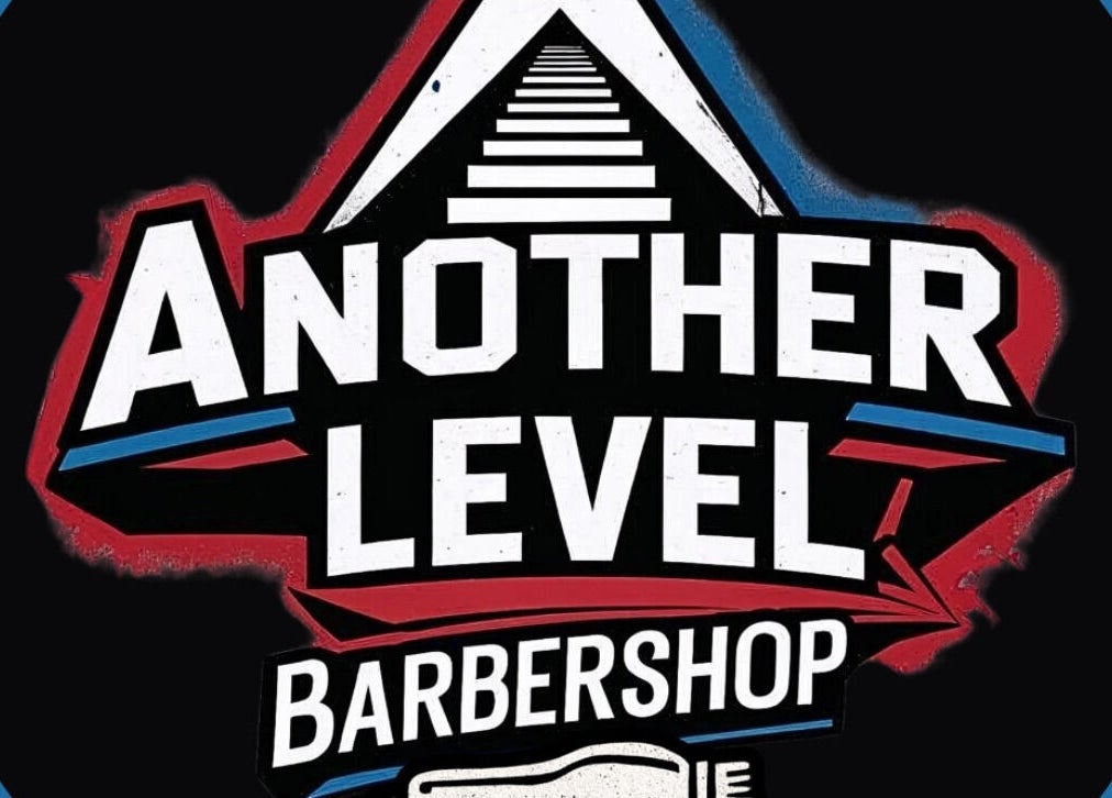 Bold logo of Another Level Barbershop in Baldwin, New York, US featuring stylized text and graphics.