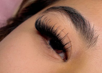 Close-up of lush eyelash extensions at The Lashery KL, Petaling Jaya, Selangor, MY.