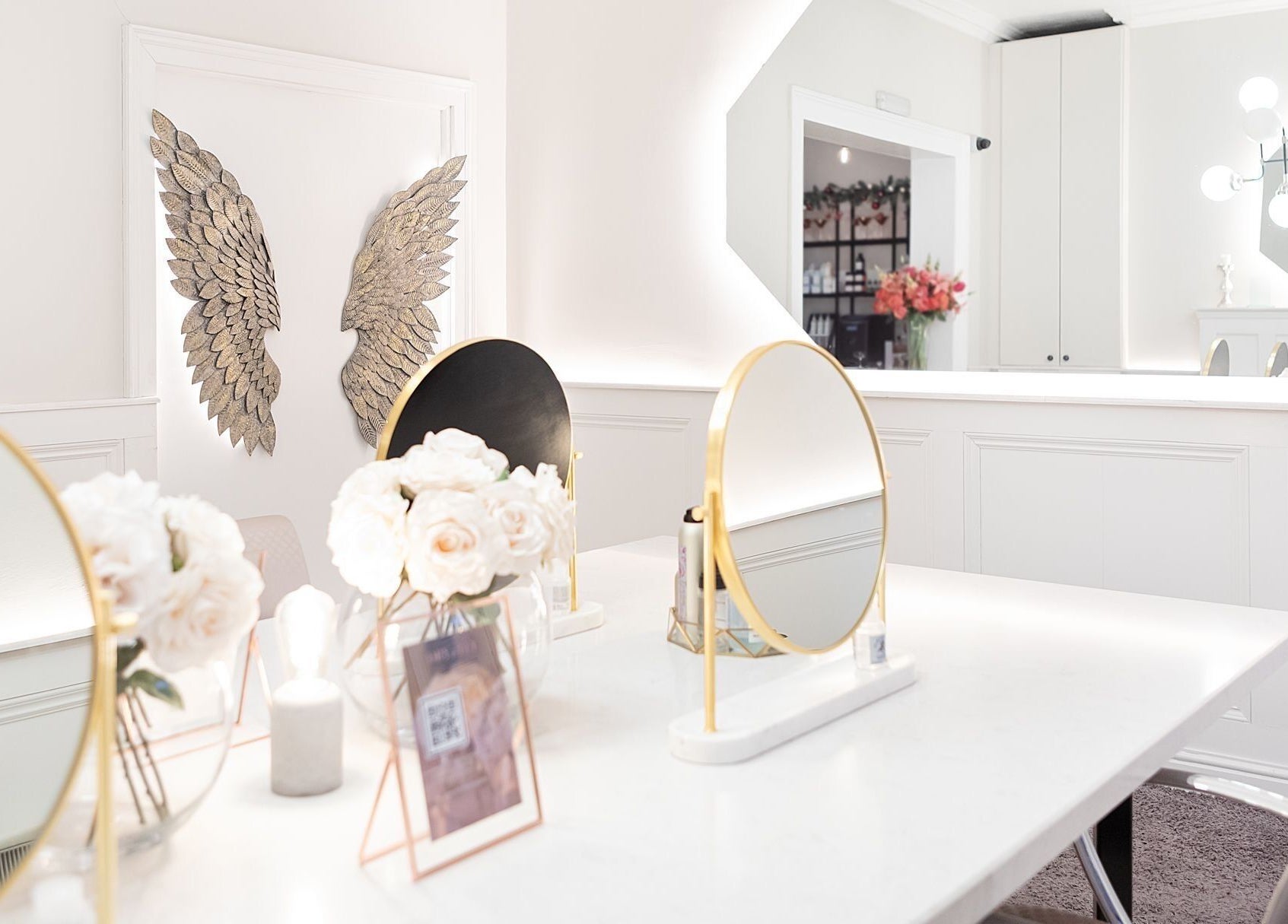 Elegant interior of Bozena Sarek Hairdressing Dublin with chic mirrors and decor, Dublin, County Dublin, IE.