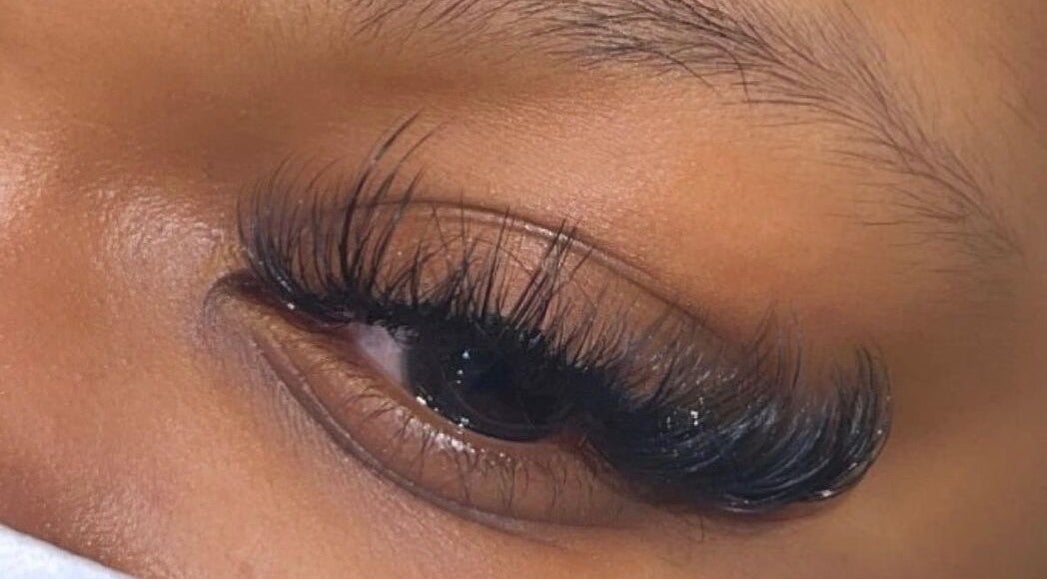 Close-up of elegant eyelash extensions at Skin & Beauty By Ells, Luton, England, GB.