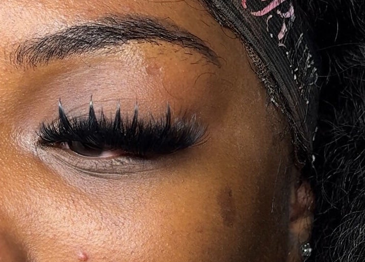 Close-up of elegant eyelash extensions at Skin & Beauty By Ells, Luton, England, GB, showcasing expert beauty treatment.