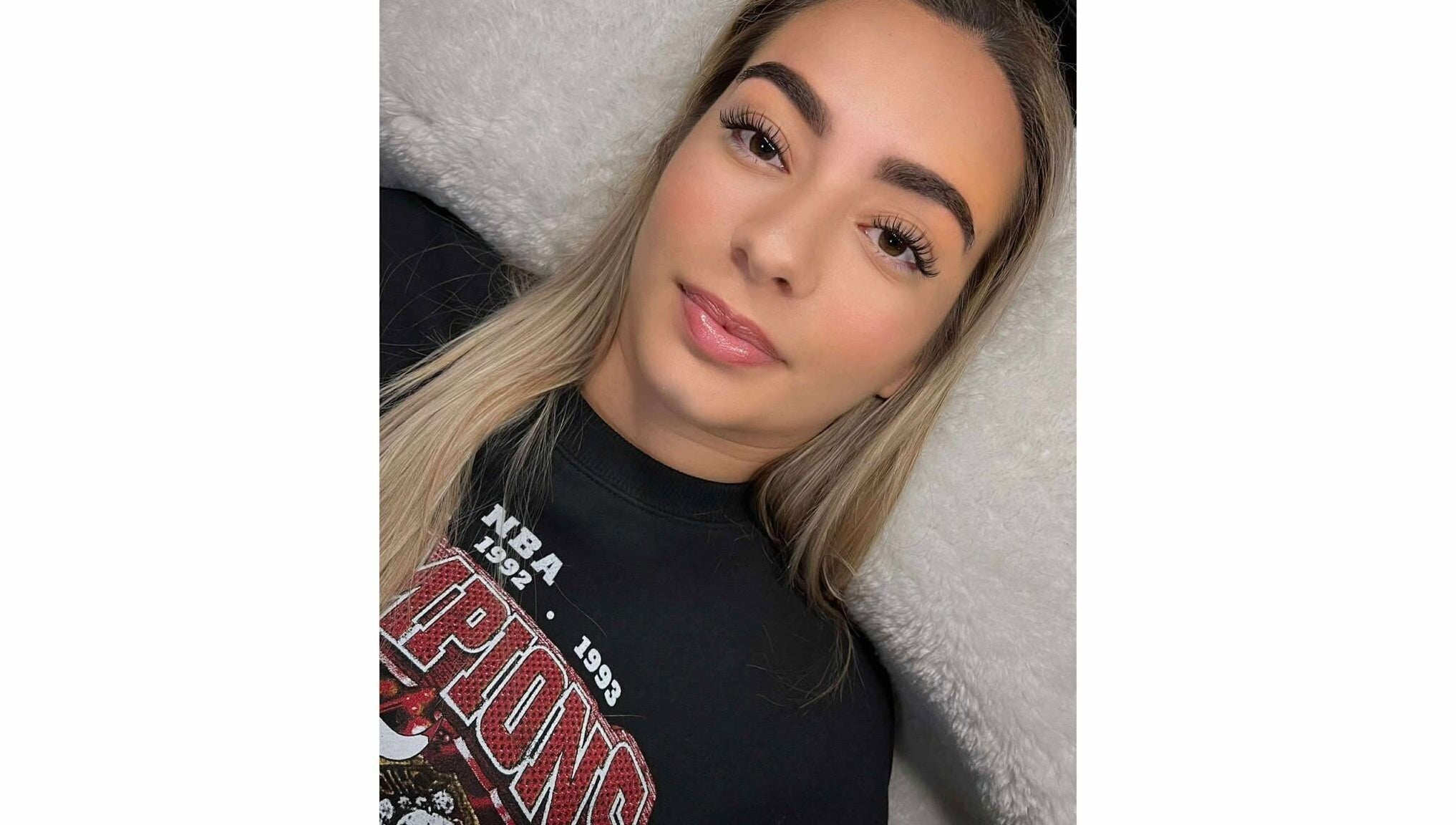 Client with enhanced lashes at Xynh Lash Studio, Granville, New South Wales, AU, showcasing beautiful results.