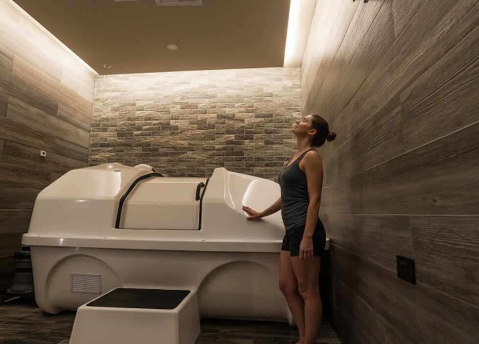 Floating tank room at Innerverse Float & Wellness Oakleigh in Melbourne, Victoria, AU promotes relaxation.