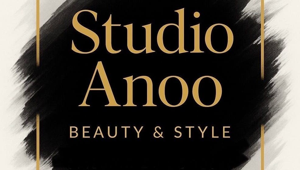 Studio Anoo logo with 'Beauty & Style', T'bilisi, Tbilisi, GE in stylish gold on black.