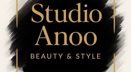 Studio Anoo logo with 'Beauty & Style', T'bilisi, Tbilisi, GE in stylish gold on black.
