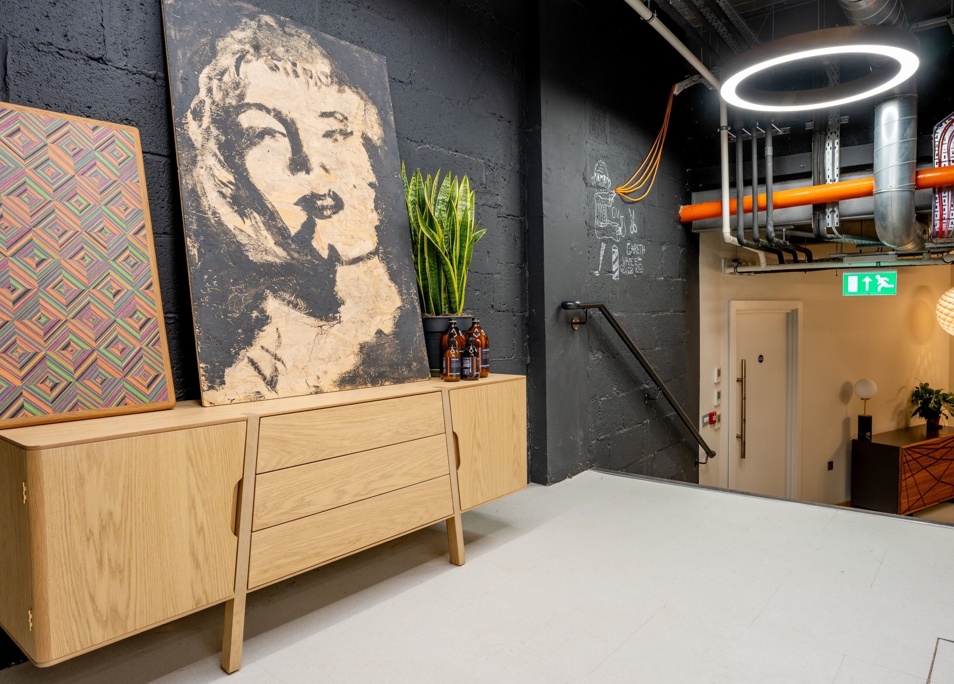 Artistic decor at Gareth Vance Salon, Leeds, England, GB showcasing modern elegance and style.