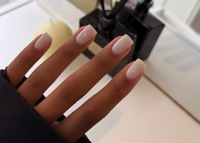 Elegant white nails with a glossy finish showcased at By Tiegan Natasha, Telford, England, GB.