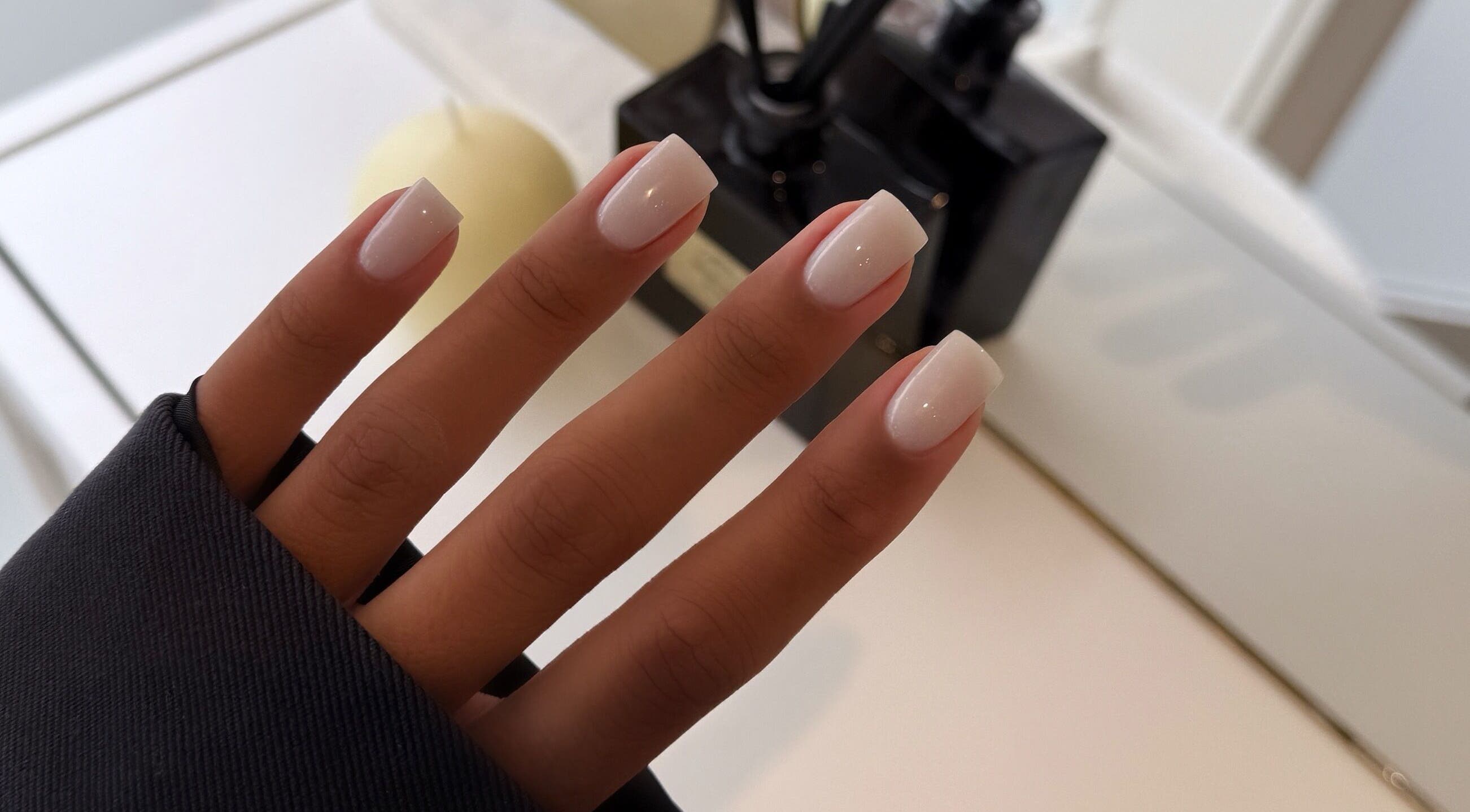 Elegant white nails with a glossy finish showcased at By Tiegan Natasha, Telford, England, GB.