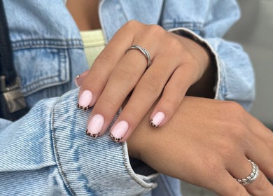 Elegant nail design with leopard tips at By Tiegan Natasha in Telford, England, GB.