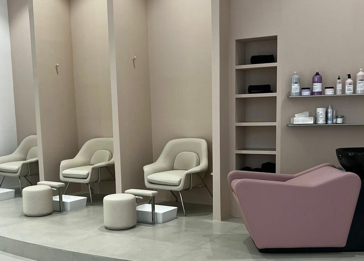 Elegant spa chairs at Mauve Spa, Abu Dhabi, AE, offering a serene and luxurious wellness experience.